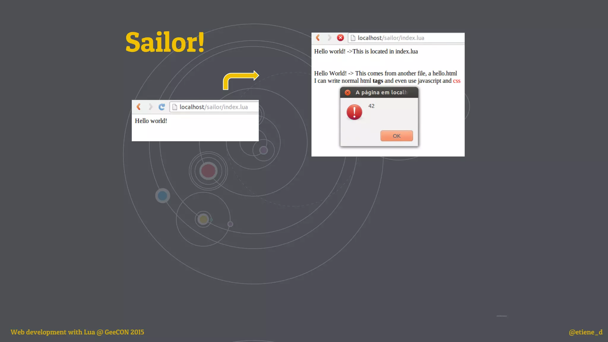 Sailor!
Web development with Lua @ GeeCON 2015 @etiene_d
 