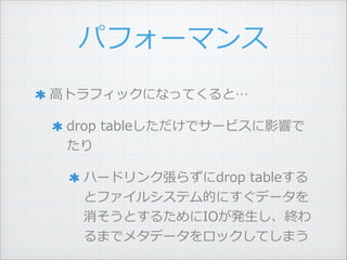 ѥե`ޥ
?ߥȥեåˤʤäƤȡ ?
drop ?tableǥ`ӥӰ푤
 ?
ϩ`ɥ󥯏餺drop ?table
ȥե륷ƥĤˤǩ`
Ȥ뤿IOk?K
ޤǥ᥿ǩ`åƤޤ
 