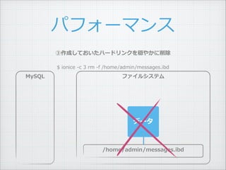 ɤƤϩ`ɥ󥯤g䤫 ?
$ ?ionice ?-\??c ?3 ?rm ?-\??f ?/home/admin/messages.ibd
ѥե`ޥ
MySQL ե륷ƥ
ǩ`
/home/admin/messages.ibd
 