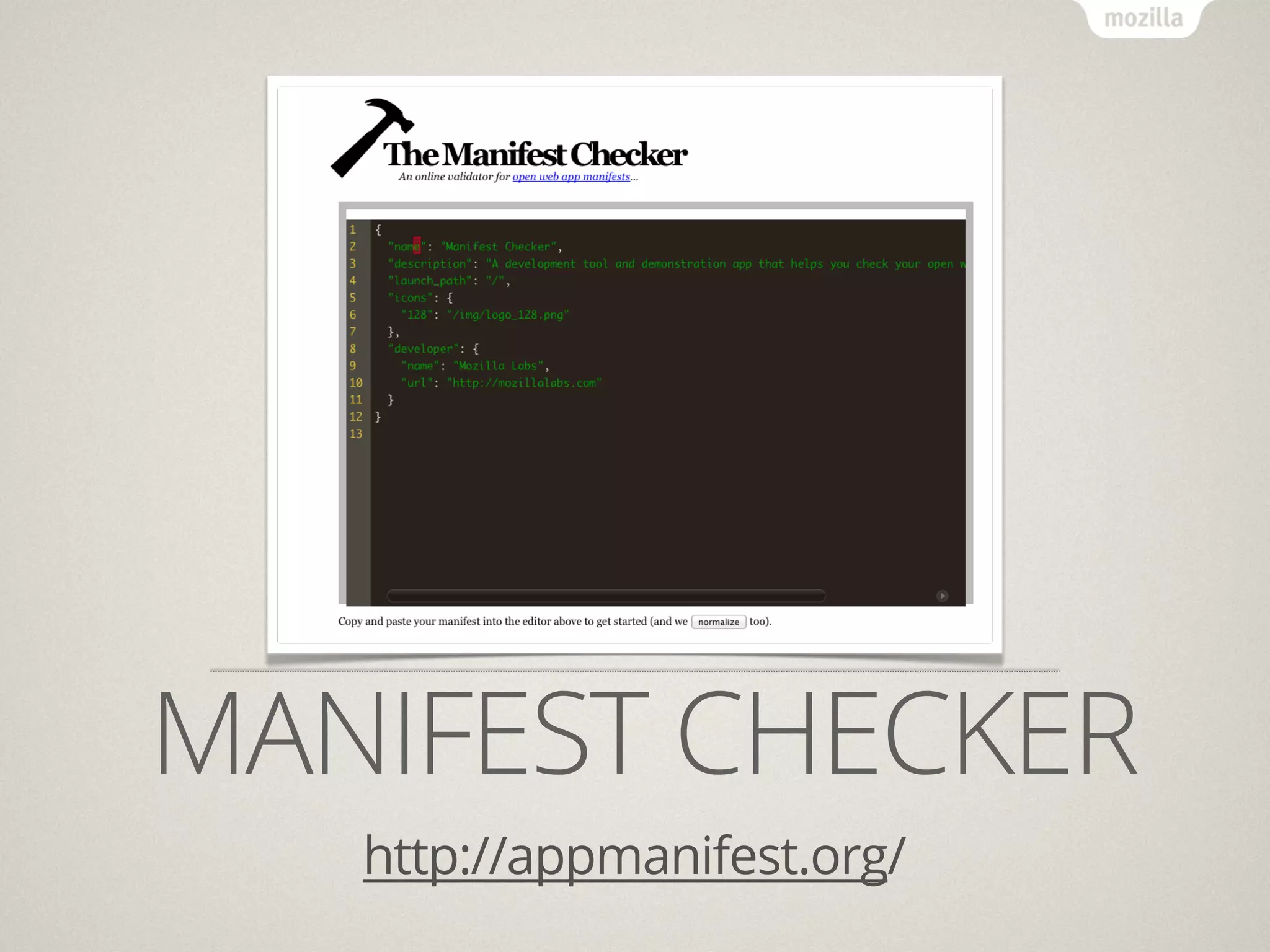 MANIFEST CHECKER
   http://appmanifest.org/
 