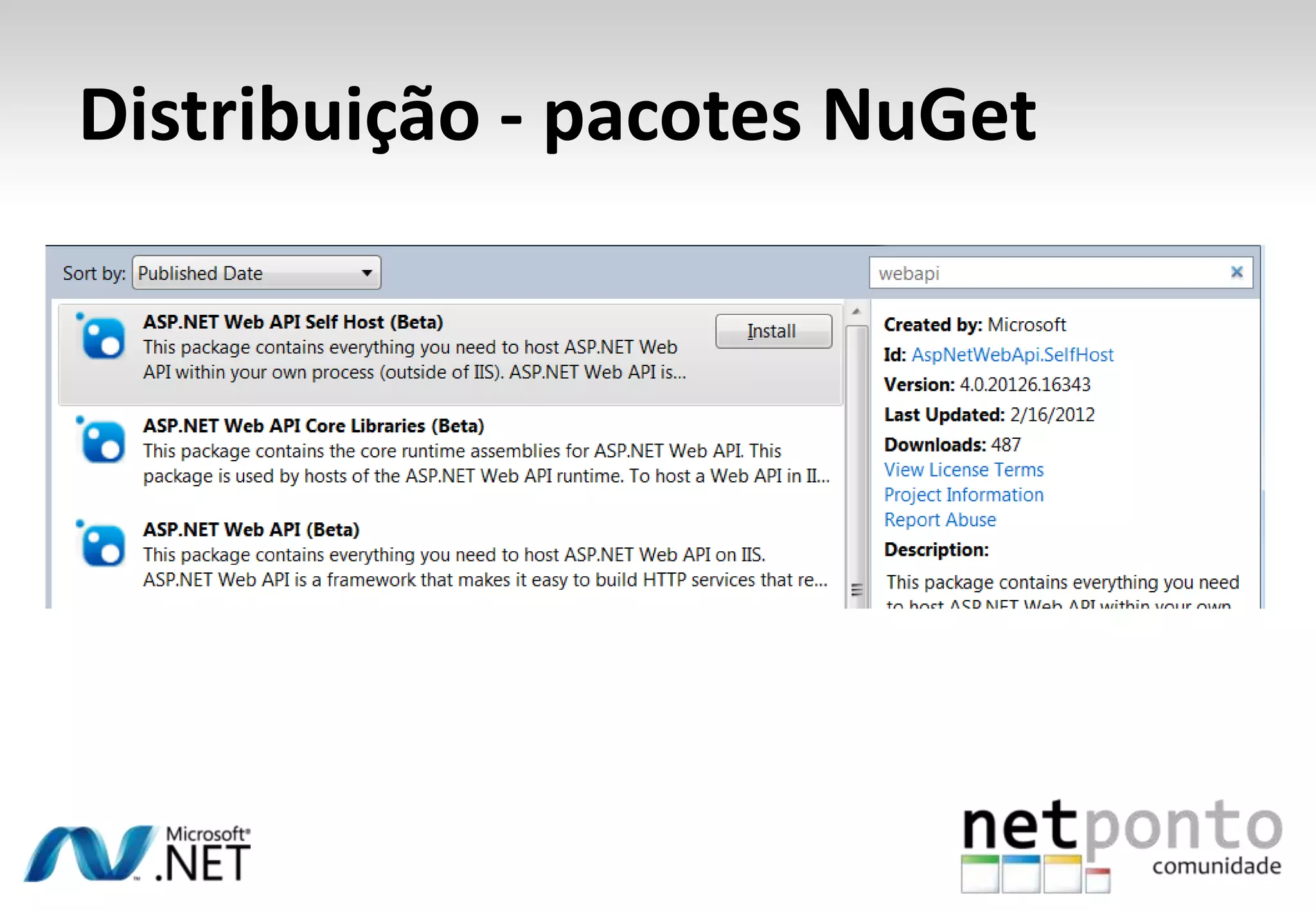 Distribuição - pacotes NuGet 