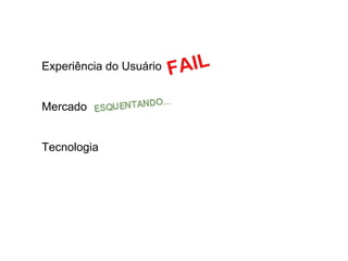 Experiência do Usuário


Mercado


Tecnologia
 