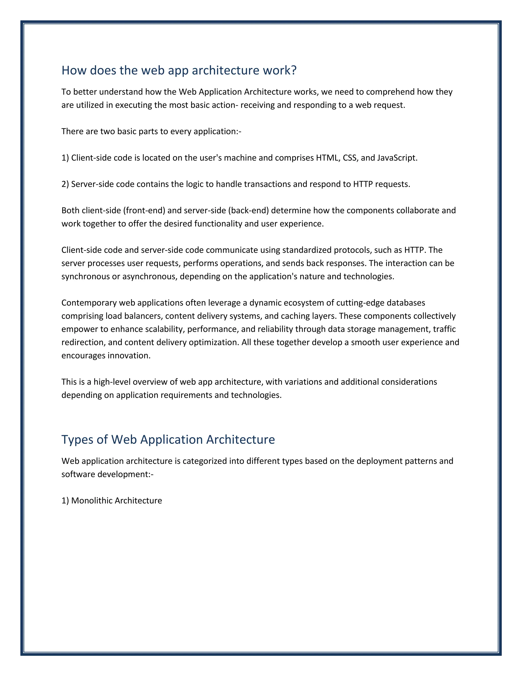 A Comprehensive Guide to Web Application Architecture | PDF