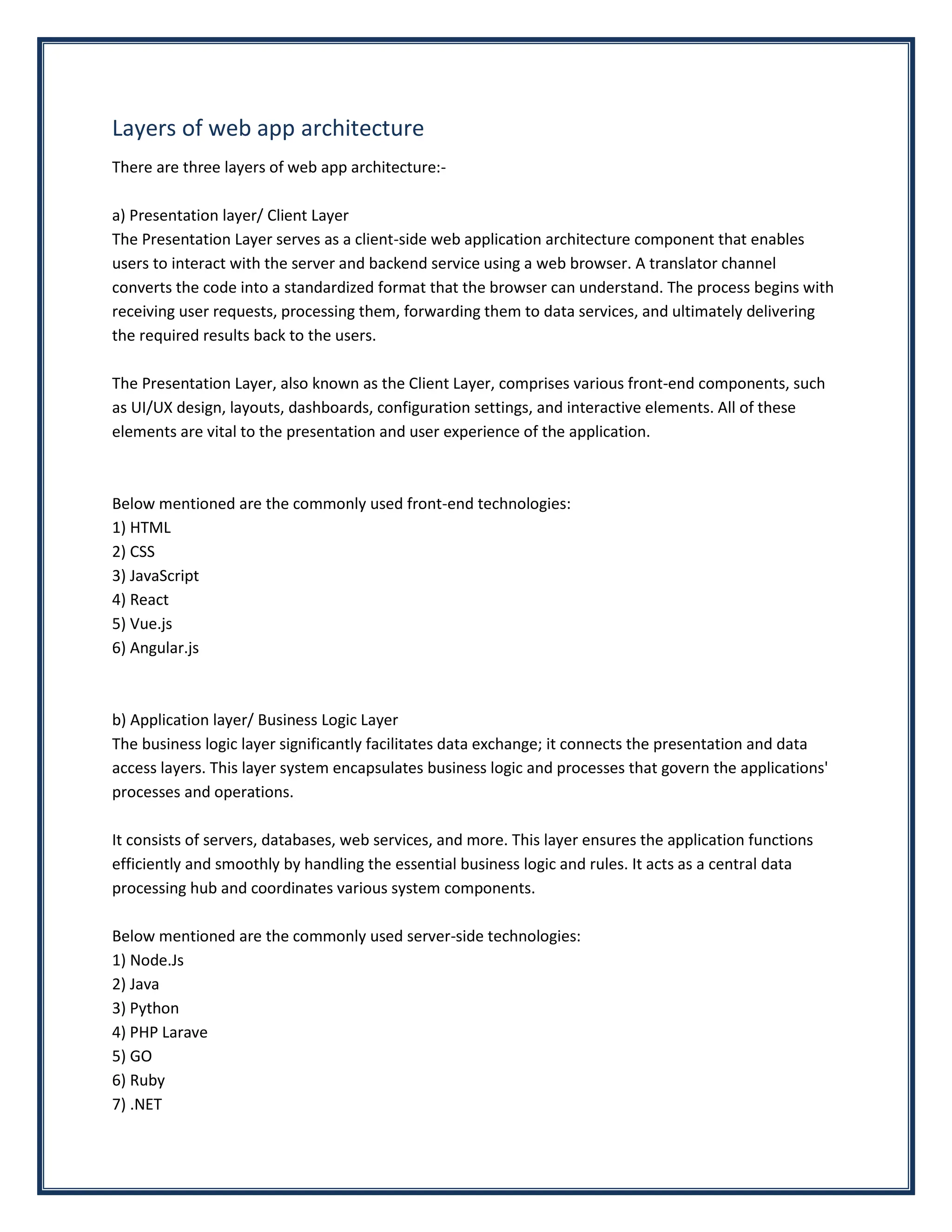 A Comprehensive Guide to Web Application Architecture | PDF