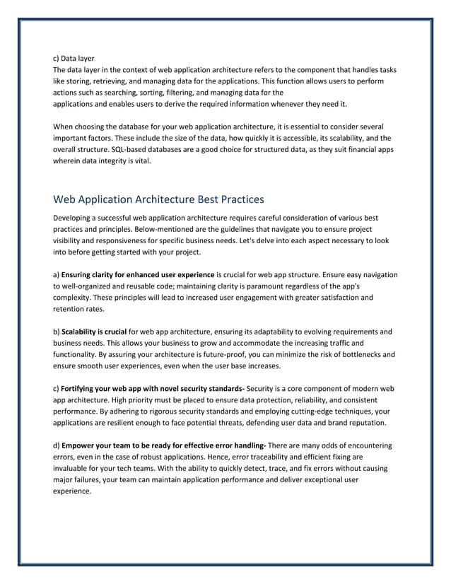 A Comprehensive Guide to Web Application Architecture | PDF