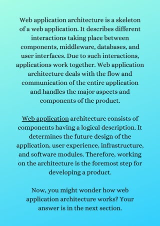 Web application architecture guide how it works types, components, best ...