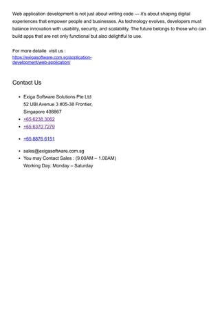 Web Application Development Singapore Exiga | PDF