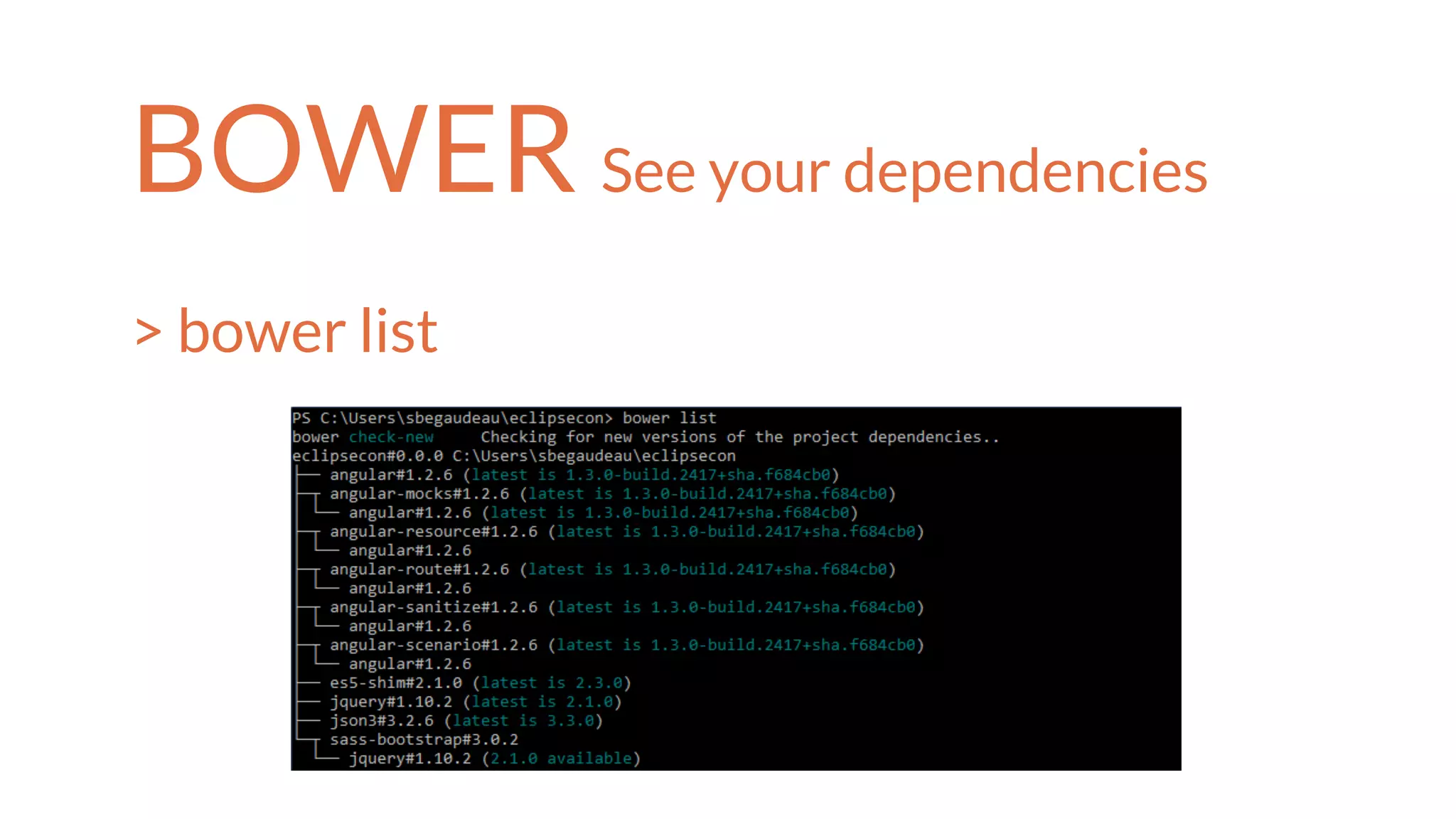 BOWER See your dependencies
> bower list
 