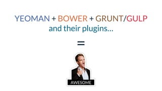 YEOMAN + BOWER + GRUNT/GULP
and their plugins…
=
AWESOME
 