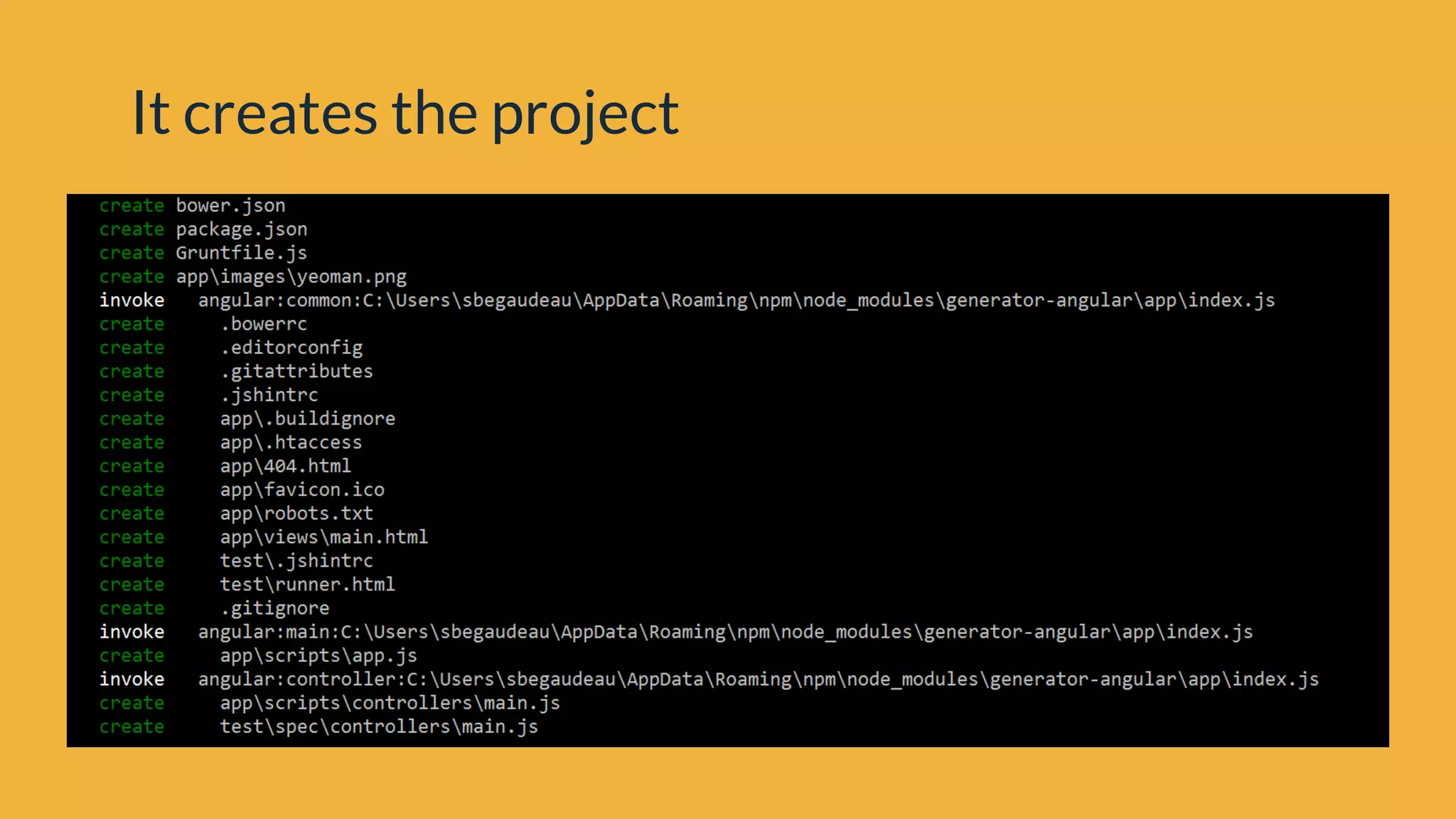 It creates the project
 