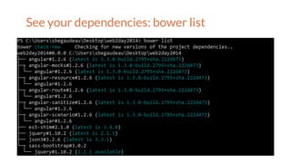 See your dependencies: bower list
 