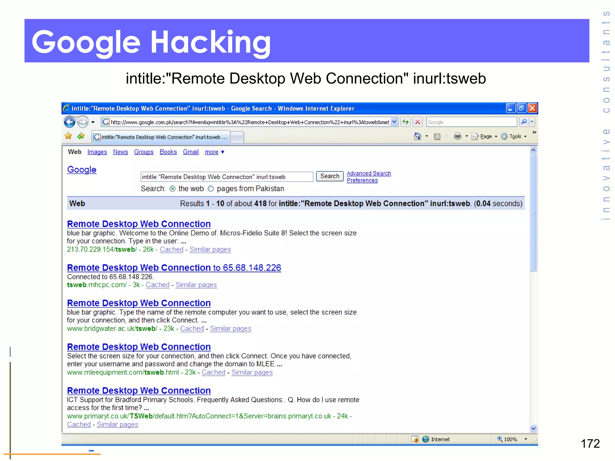 Google Hacking intitle:&quot;Remote Desktop Web Connection&quot; inurl:tsweb 