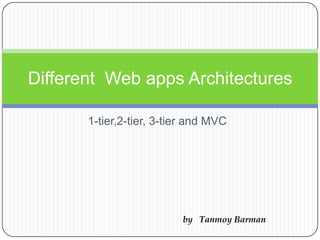 1-tier,2-tier, 3-tier and MVC
Different Web apps Architectures
by Tanmoy Barman
 