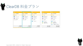 ClearDB 料金プラン
Copyright© 2015, JAZUG All Rights Reserved.
16
 
