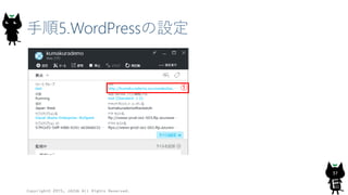 手順5.WordPressの設定
Copyright© 2015, JAZUG All Rights Reserved.
37
①
 