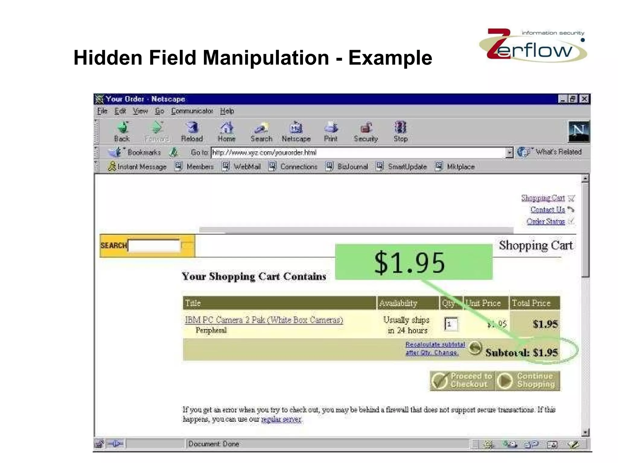 Hidden Field Manipulation - Example 