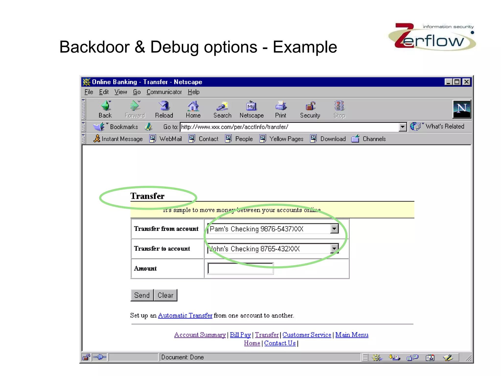 Backdoor & Debug options - Example 