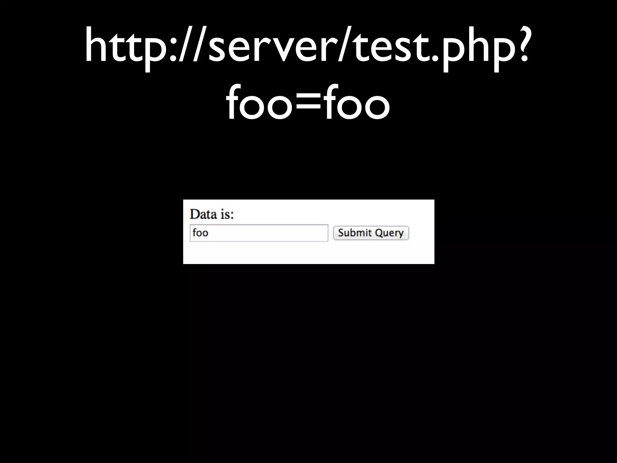 http://server/test.php?
        foo=foo
 