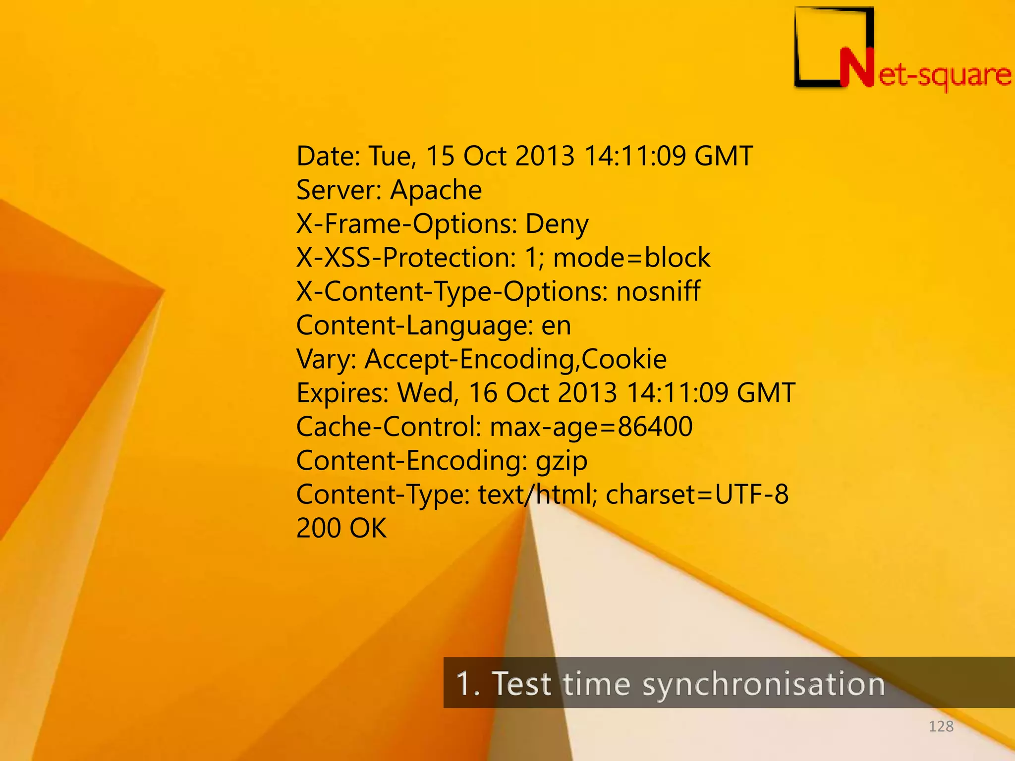 Date: Tue, 15 Oct 2013 14:11:09 GMT Server: Apache X-Frame-Options: Deny X-XSS-Protection: 1; mode=block X-Content-Type-Options: nosniff Content-Language: en Vary: Accept-Encoding,Cookie Expires: Wed, 16 Oct 2013 14:11:09 GMT Cache-Control: max-age=86400 Content-Encoding: gzip Content-Type: text/html; charset=UTF-8 200 OK 128 