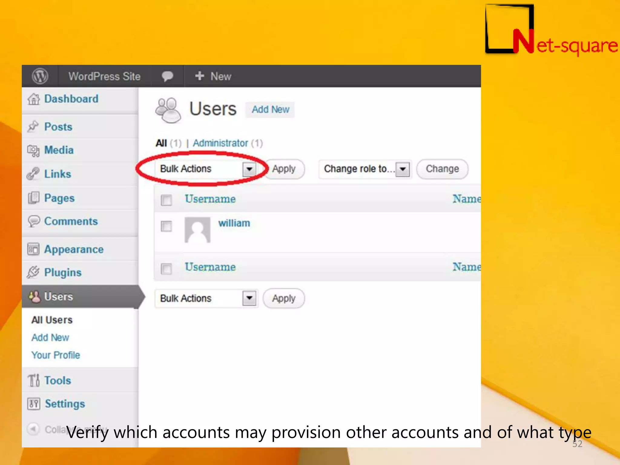 Verify which accounts may provision other accounts and of what type 52 