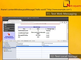 iframe1.contentWindow.postMessage(“Hello world”,”http://www.example.com”);
141
 