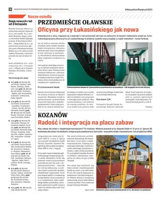 BEZPŁATNY BIULETYN INFORMACYJNY URZĘDU MIEJSKIEGO WROCŁAWIA #WszystkichŚwiętych2021
12
Nasze osiedla
Niewidoczna z ulicy, niepozorna z zewnątrz nieruchomość skrywa za zielonymi drzwiami niebanalne wnętrze. Czte-
rokondygnacyjna oficyna przy ul. Łukasińskiego 3 właśnie zyskała nowy wygląd, a część mieszkań – nowe funkcje.
Już od wejścia zachwyca klatka
schodowa, która zyskała charakter
dzięki intensywnemu zielonemu
kolorowi części ścian oraz płytkom
w holu ułożonym w szachowni-
cę. Pieczołowicie odrestaurowano
także oryginalne sztukaterie na
suficie.
Dach pokryto dachówką ceramicz-
ną, w częściach wspólnych wymie-
niono drzwi i okna. Położono nowe
instalacje elektryczne i sanitarne.
Zlikwidowano instalacje gazowe.
To kolejny budynek na mapie Wro-
cławia, który został podłączony do
miejskiej sieci ciepłowniczej.
Przystosowane lokale
Remont nieruchomości obejmował
też zmianę struktury w lokalach
na parterze. Mieszkania zostały tu
wyremontowane i przystosowane
do potrzeb najemców z niepełno-
sprawnościami. Drzwi mają szero-
kość 90 cm, może je otworzyć oso-
ba siedząca na wózku. Są tu w pełni
wyposażone większe łazienki z ni-
skim brodzikiem oraz poręczami
w newralgicznych punktach. Okna
są niżej położone, a ich otwarcie
nie stanowi problemu, bo moż-
na je uchylić przy pomocy nisko
umieszczonej dźwigni. Każdy lokal
ma kuchenkę elektryczną.
Pod okiem ZZK
Pracownicy Zarządu Zasobu Ko-
munalnego dokonali odbiorów
lokali. Przed wejściem do budyn-
ku ma pojawić się jeszcze podjazd,
póki co, pomimo ogłoszonych
przetargów, brak wykonawcy. Re-
mont kosztował ponad 1,5 mln zł.
Redakcja
PRZEDMIEŚCIE OŁAWSKIE
Oficyna przy Łukasińskiego jak nowa
KOZANÓW
Radość i integracja na placu zabaw
Plac zabaw dla dzieci z niepełnosprawnościami? To możliwe. Właśnie powstał przy Zespole Szkół nr 21 przy ul. Ignuta 28.
Huśtawka dla dzieci na wózkach, integracyjne piaskownica i karuzela – wszystko dzięki mieszkańcom i ich projektowi WBO.
Integracyjny plac zabaw przy Ze-
spole Szkół nr 21 przy ul. Ignuta
28 to pomysł mieszkańców osiedli
Pilczyce, Kozanów, Popowice Płn.
Zgłosili go jako projekt ponadosie-
dlowy WBO w 2019 r. i wygrali.
W tej części miasta brakowało ogól-
nodostępnego integracyjnego pla-
cu zabaw. Mieszkańcy chcieli, aby
powstało miejsce przystosowane
architektonicznie dla osób z nie-
pełnosprawnościami – żeby nikt
nie czuł się wykluczony, a w jed-
nym miejscu można było się bawić,
rehabilitować i wypoczywać. Teren
przy Zespole Szkół nr 21 nadawał się
do tego idealnie. Teraz uczniowie ZS
nr 21 z rodzeństwem, dzieci z pobli-
skiego żłobka i przedszkola, miesz-
kańcy okolicznych osiedli i wszyscy
chętni do zabawy będą mieli teraz
swoje miejsce.
Plac został technicznie i architek-
tonicznie dostosowany dla wszyst-
kich dzieci, w tym dzieci z niepeł-
nosprawnościami. Znajdują się tu
przyrządy wspierające rozwój mo-
toryki, równowagi, koordynacji ru-
chowej, a także rozwój poznawczy.
To na przykład huśtawka dla dzieci
na wózkach, równoważnia, tram-
polina czy tablica do gry w kółko
i krzyżyk.
Plac zabaw daje możliwość, aby
dzieci zdrowe i niepełnosprawne
bawiły się razem, a nie obok siebie.
W tym celu mają do dyspozycji np.
piaskownicę i karuzelę integracyj-
ne. Właśnie ułożono tu bezpieczną
nawierzchnię, jeszcze tylko odbiory
i można się bawić. Prace nadzoruje
Zarząd Inwestycji Miejskich.
Agata Zięba
Sesje nowych rad
od 3 listopada
Miejska Komisja Wyborcza
stwierdziła ważność wyborów
do 44 rad osiedli. Na 4 osie-
dlach (Brochów, Księże, Leśni-
ca, Muchobór Wielki) wpłynęły
protesty. W Muchoborze Wiel-
kim – okręg wyborczy nr 1, po
powtórnym przeliczeniu gło-
sów przez Obwodową Komisję
Wyborczą nr 68 radną została
Izabela Olszewska, natomiast
przestał nim być Jarosław Gó-
ral.
Sesje rad kadencji 2021–2026
rozpoczną się 3 listopada
2021 r. Odbędą się w Urzędzie
Miejskim Wrocławia, Sukien-
nice 9.
Harmonogram sesji:
	
◼ 3.11, godz. 13-15 sesje dla
rad osiedli: Gajowice, Bień-
kowice, Świniary, Pawło-
wice, Gaj; godz. 16-18 sesje
dla rad osiedli: Osobowice-
-Rędzin, plac Grunwaldzki,
Grabiszyn-Grabiszynek,
Huby, Jagodno
	
◼ 4.11, godz. 13-15 sesje dla
rad osiedli: Jerzmanowo-
-Jarnołtów-Strachowice-
-Osiniec, Żerniki, Klecina,
Kleczków, Kowale; godz.
16-18 sesje dla rad osiedli:
Krzyki-Partynice, Kuźniki,
Lipa Piotrowska, Maślice
	
◼ 5.11, godz. 13-15 sesje dla
rad osiedli: Ołtaszyn, Po-
wstańców Śląskich, Szcze-
pin; godz. 16-18 sesje dla
rad osiedli: Muchobór Mały,
Pilczyce-Kozanów-Popo-
wice Płn., Gądów-Popowice
Płd., Polanowice-Poświęt-
ne-Ligota
	
◼ 8.11, godz. 13-15 sesje dla
rad osiedli: Pracze Odrzań-
skie, Przedmieście Świdnic-
kie, Strachocin-Swojczy-
ce-Wojnów, Sołtysowice,
Stare Miasto; godz. 16-18
sesje dla rad osiedli: Psie
Pole-Zawidawie, Biskupin-
-Sępolno-Dąbie-Barto-
szowice, Borek, Tarnogaj,
Widawa
	
◼ 9.11, godz. 13-15 sesje
dla rad osiedli: Wojszyce,
Zacisze-Zalesie-Szczytniki,
Nowy Dwór, Ołbin; godz.
13-15 sesje dla rad osie-
dli: Przedmieście Oław-
skie, Karłowice-Różanka,
Nadodrze
	
◼ 15.11, godz. 16–18 sesja dla
rady osiedla Oporów
TOMASZ
HOŁOD
Ciemnozielone lamperie i jasnozielona szachownica na posadzce – tak wygląda teraz hol oficyny
Elementy placu są przystosowane m.in. dla dzieci na wózkach
TOMASZ
HOŁOD
 