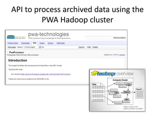 API to process archived data using the
PWA Hadoop cluster

 