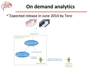 On demand analytics
Expected release in June 2014 by Tero
 