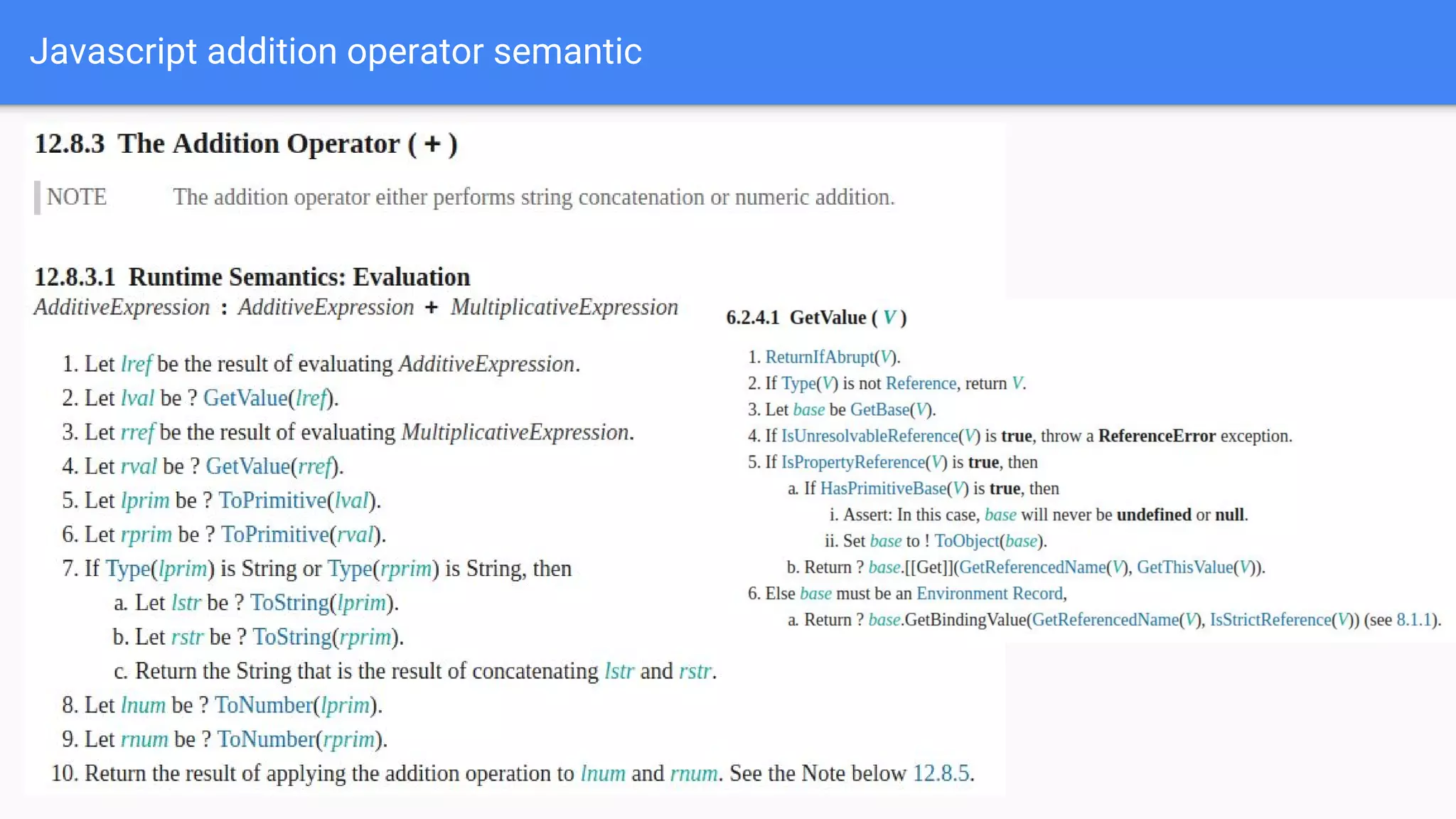Javascript addition operator semantic
 