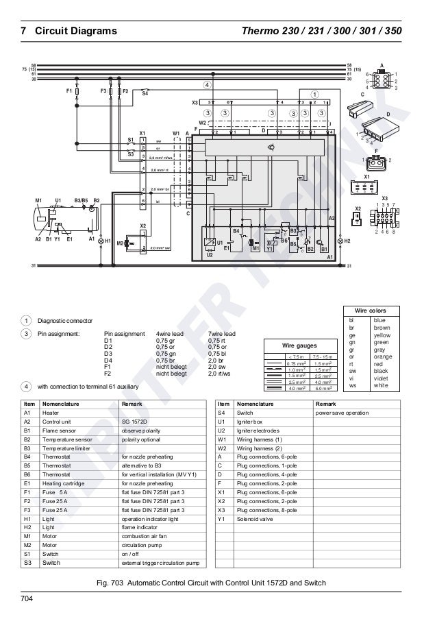 Webasto Thermo 230/300/350 Workshop Manual 3 pole solenoid valve wiring diagrams 