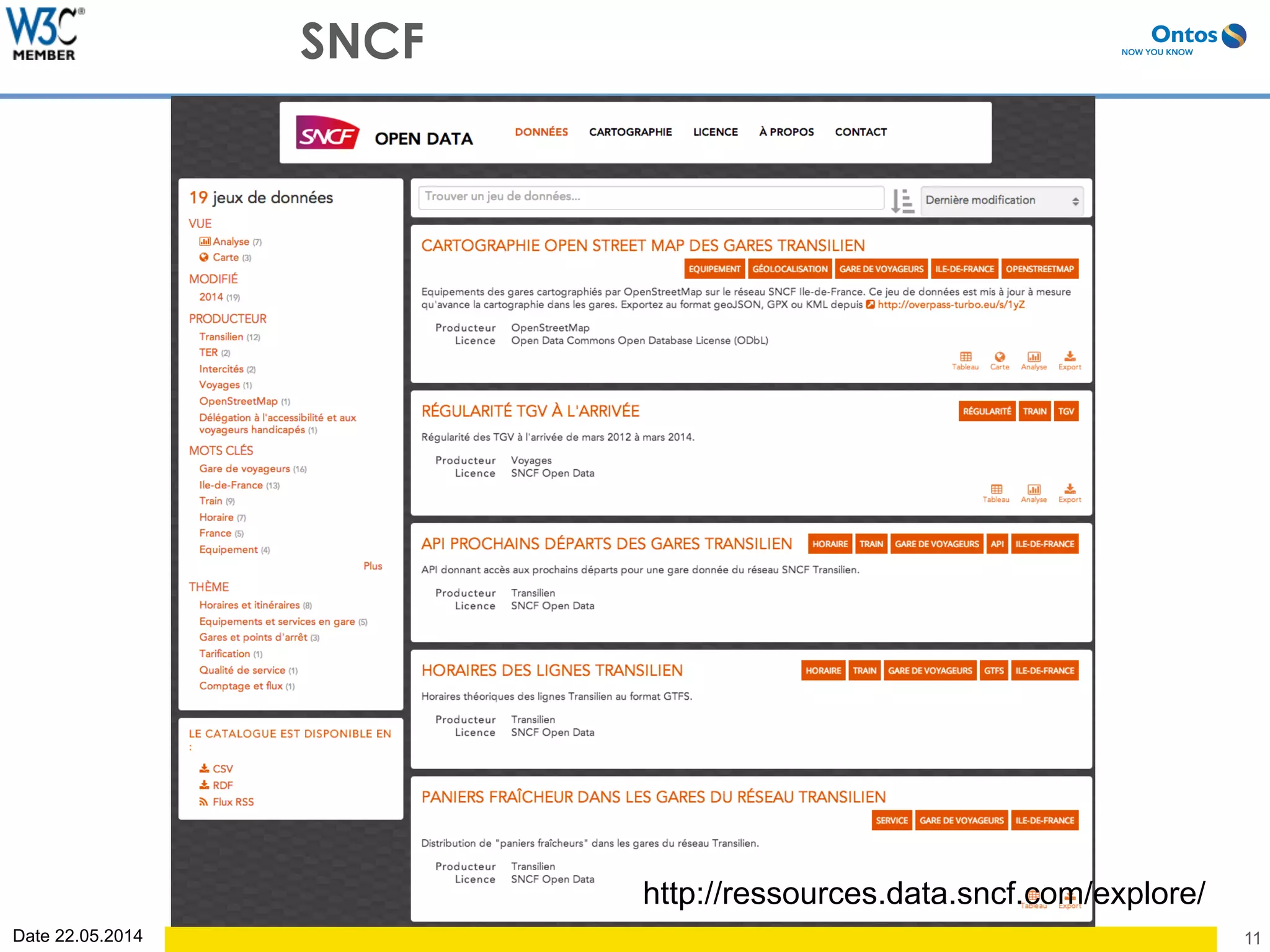 Date 22.05.2014 11
SNCF
http://ressources.data.sncf.com/explore/
 