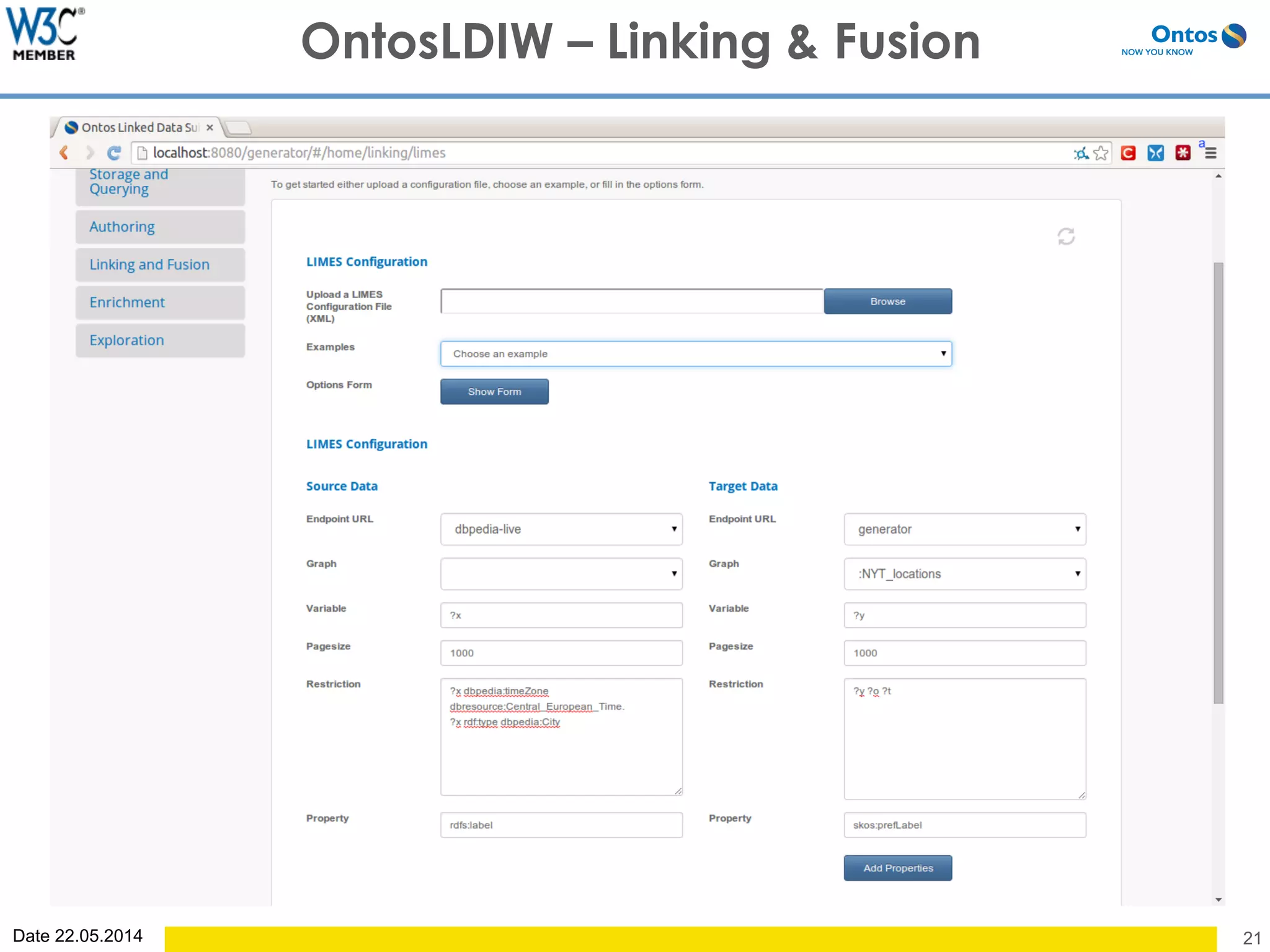 Date 22.05.2014 21
OntosLDIW – Linking & Fusion
 