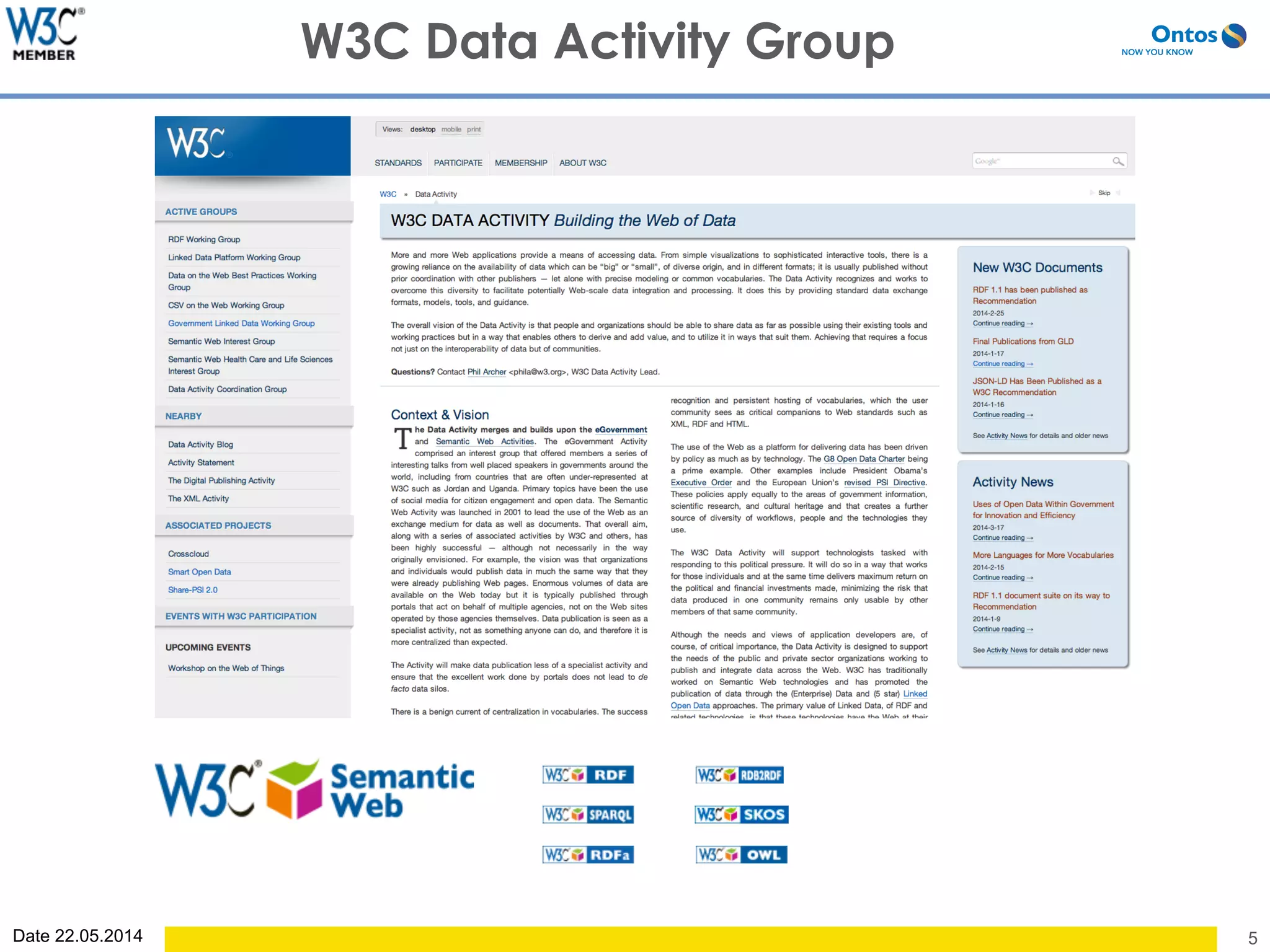 Date 22.05.2014 5
W3C Data Activity Group
 