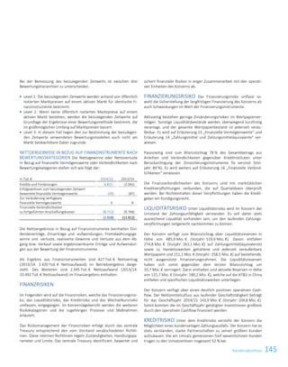145Konzernabschluss
Bei der Bemessung des beizulegenden Zeitwerts ist zwischen drei
Bewertungshierarchien zu unterscheiden.
 Level 1: Die beizulegenden Zeitwerte werden anhand von öffentlich
notierten Marktpreisen auf einem aktiven Markt für identische Fi-
nanzinstrumente bestimmt.
 Level 2: Wenn keine öffentlich notierten Marktpreise auf einem
aktiven Markt bestehen, werden die beizulegenden Zeitwerte auf
Grundlage der Ergebnisse einer Bewertungsmethode bestimmt, die
im größtmöglichen Umfang auf Marktpreisen basiert.
 Level 3: In diesem Fall liegen den zur Bestimmung der beizulegen-
den Zeitwerte verwendeten Bewertungsmodellen auch nicht am
Markt beobachtbare Daten zugrunde.
NETTOERGEBNISSE IN BEZUG AUF FINANZINSTRUMENTE NACH
BEWERTUNGSKATEGORIEN Die Nettogewinne oder Nettoverluste
in Bezug auf finanzielle Vermögenswerte oder Verbindlichkeiten nach
Bewertungskategorien stellen sich wie folgt dar:
in Tsd. € 2014/15 2013/14
Kredite und Forderungen 6.815 (2.065)
Erfolgswirksam zum beizulegenden Zeitwert
bewertete finanzielle Vermögenswerte (29) (87)
Zur Veräußerung verfügbare
finanzielle Vermögenswerte 8 8
Finanzielle Verbindlichkeiten
zu fortgeführten Anschaffungskosten (8.712) (9.768)
(1.918) (11.912)
Die Nettoergebnisse in Bezug auf Finanzinstrumente beinhalten Divi-
dendenerträge, Zinserträge und -aufwendungen, Fremdwährungsge-
winne und -verluste, realisierte Gewinne und Verluste aus dem Ab-
gang bzw. Verkauf sowie ergebniswirksame Erträge und Aufwendun-
gen aus der Bewertung der Finanzinstrumente.
Als Ergebnis aus Finanzinstrumenten sind 427 Tsd. € Nettoertrag
(2013/14: 1.420 Tsd. € Nettoaufwand) im Betriebsergebnis darge-
stellt. Des Weiteren sind 2.345 Tsd. € Nettoaufwand (2013/14:
10.492 Tsd. € Nettoaufwand) im Finanzergebnis enthalten.
FINANZRISIKEN
Im Folgenden wird auf die Finanzrisiken, welche das Finanzierungsrisi-
ko, das Liquiditätsrisiko, das Kreditrisiko und das Wechselkursrisiko
umfassen, eingegangen. Im Konzernlagebericht werden die weiteren
Risikokategorien und die zugehörigen Prozesse und Maßnahmen
erläutert.
Das Risikomanagement der Finanzrisiken erfolgt durch das zentrale
Treasury entsprechend den vom Vorstand verabschiedeten Richtli-
nien. Diese internen Richtlinien regeln Zuständigkeiten, Handlungspa-
rameter und Limite. Das zentrale Treasury identifiziert, bewertet und
sichert finanzielle Risiken in enger Zusammenarbeit mit den operati-
ven Einheiten des Konzerns ab.
FINANZIERUNGSRISIKO Das Finanzierungsrisiko umfasst so-
wohl die Sicherstellung der langfristigen Finanzierung des Konzerns als
auch Schwankungen im Wert der Finanzierungsinstrumente.
Aktivseitig bestehen geringe Zinsänderungsrisiken im Wertpapierver-
mögen. Sonstige Liquiditätsbestände werden überwiegend kurzfristig
veranlagt, und der gesamte Wertpapierbestand ist jederzeit veräu-
ßerbar. Es wird auf Erläuterung 13 „Finanzielle Vermögenswerte“ und
Erläuterung 14 „Zahlungsmittel und Zahlungsmitteläquivalente“ ver-
wiesen.
Passivseitig sind zum Bilanzstichtag 78 % des Gesamtbetrags aus
Anleihen und Verbindlichkeiten gegenüber Kreditinstituten unter
Berücksichtigung der Zinssicherungsinstrumente fix verzinst (Vor-
jahr: 84 %). Es wird weiters auf Erläuterung 16 „Finanzielle Verbind-
lichkeiten“ verwiesen.
Die Finanzverbindlichkeiten des Konzerns sind mit marktüblichen
Kreditverpflichtungen verbunden, die auf Quartalsbasis überprüft
werden. Bei Nichteinhalten dieser Verpflichtungen haben die Kredit-
geber ein Kündigungsrecht.
LIQUIDITÄTSRISIKO Unter Liquiditätsrisiko wird im Konzern der
Umstand der Zahlungsunfähigkeit verstanden. Es soll daher stets
ausreichend Liquidität vorhanden sein, um den laufenden Zahlungs-
verpflichtungen zeitgerecht nachkommen zu können.
Der Konzern verfügt zum Bilanzstichtag über Liquiditätsreserven in
Höhe von 485,9 Mio. € (Vorjahr: 519,6 Mio. €). Davon entfallen
274,8 Mio. € (Vorjahr: 261,1 Mio. €) auf Zahlungsmittel(äquivalente)
sowie zu Handelszwecken gehaltene und jederzeit veräußerbare
Wertpapiere und 211,1 Mio. € (Vorjahr: 258,5 Mio. €) auf bestehende,
nicht ausgenützte Finanzierungsrahmen. Die Liquiditätsreserven
haben sich somit gegenüber dem letzten Bilanzstichtag um
33,7 Mio. € verringert. Darin enthalten sind aktuelle Reserven in Höhe
von 131,7 Mio. € (Vorjahr: 180,2 Mio. €), welche auf die ATS in China
entfallen und spezifischen Liquiditätszwecken unterliegen.
Der Konzern verfügt über einen deutlich positiven operativen Cash-
flow. Der Nettomittelzufluss aus laufender Geschäftstätigkeit beträgt
für das Geschäftsjahr 2014/15 143,9 Mio. € (Vorjahr: 104,8 Mio. €).
Somit konnten die im Geschäftsjahr getätigten Investitionen großteils
durch den operativen Cashflow finanziert werden.
KREDITRISIKO Unter dem Kreditrisiko versteht der Konzern die
Möglichkeit eines kundenseitigen Zahlungsausfalls. Der Konzern hat es
stets verstanden, starke Partnerschaften zu seinen größten Kunden
aufzubauen. Die am Umsatz gemessenen fünf wesentlichsten Kunden
trugen zu den Umsatzerlösen insgesamt 52 % bei.
Konzernabschluss zum 31. März 2015 43
 