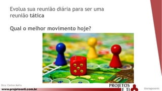 www.projetoseti.com.br
Evolua sua reunião diária para ser uma
reunião tática
Qual o melhor movimento hoje?
Dica: Cleiton Mafra
@anagsoares
 
