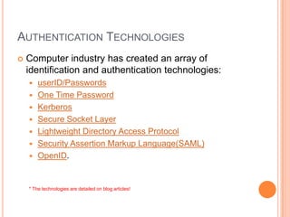 Web authentication & authorization | PPTX