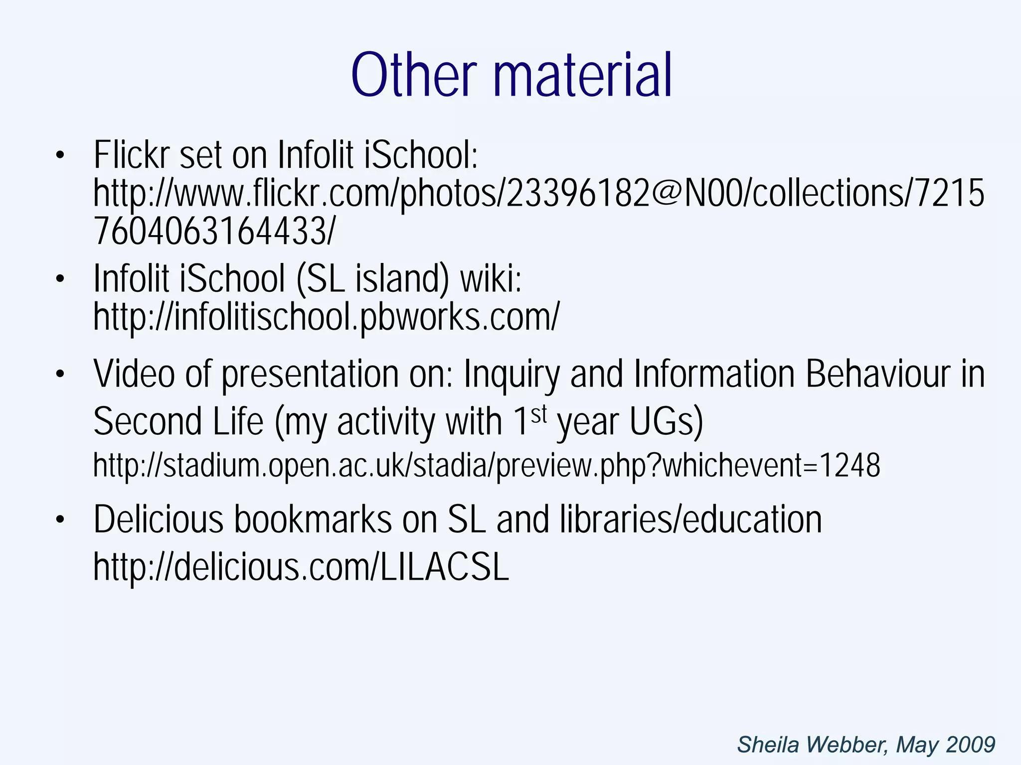 Collaborating in Second Life