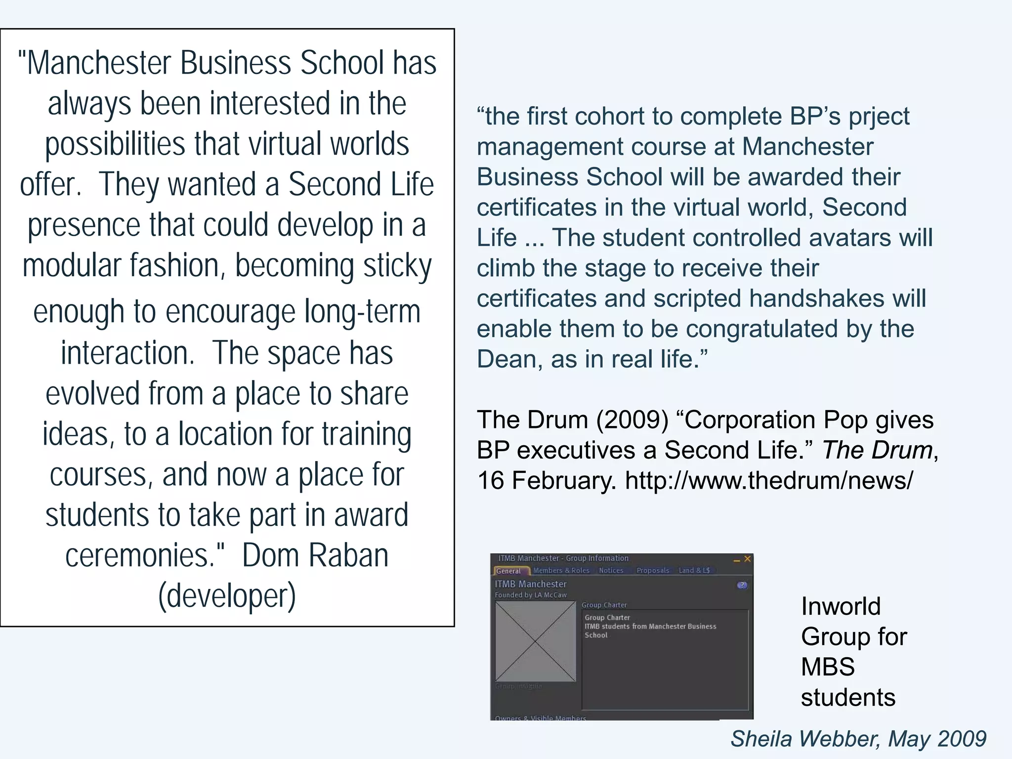 Collaborating in Second Life