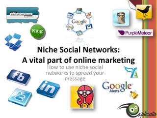 Niche Social Networks:A vital part of online marketing How to use niche social networks to spread your message 