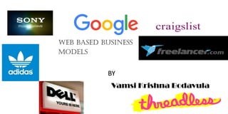 Web Based Business
Models
BY
Vamsi Krishna Bodavula
 