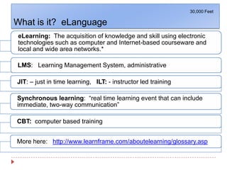 What is it?  eLanguage30,000 Feet