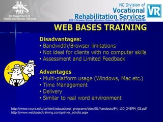 http://www.ncura.edu/content/educational_programs/sites/51/handouts/Fri_130_245PM_G2.pdf http://www.webbasedtraining.com/primer_advdis.aspx 2201 Brewer Road,   Winston Salem, NC 27127 (336)784-2700 
