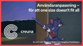 Användaranpassning– 
för att one size doesn’t fit all
Av och med Therese Walter och Angelina Fredriksson
 