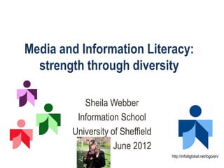 Media and Information Literacy:
  strength through diversity

           Sheila Webber
         Information School
        University of Sheffield
                    June 2012
                                  http://infolitglobal.net/logo/en/
 
