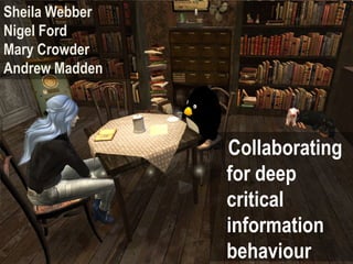 Sheila Webber
Nigel Ford
Mary Crowder
Andrew Madden




                Collaborating
                for deep
                critical
                information
                behaviour
 