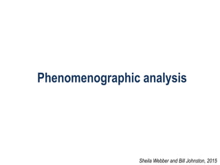 Phenomenographic analysis
Sheila Webber and Bill Johnston, 2015
 