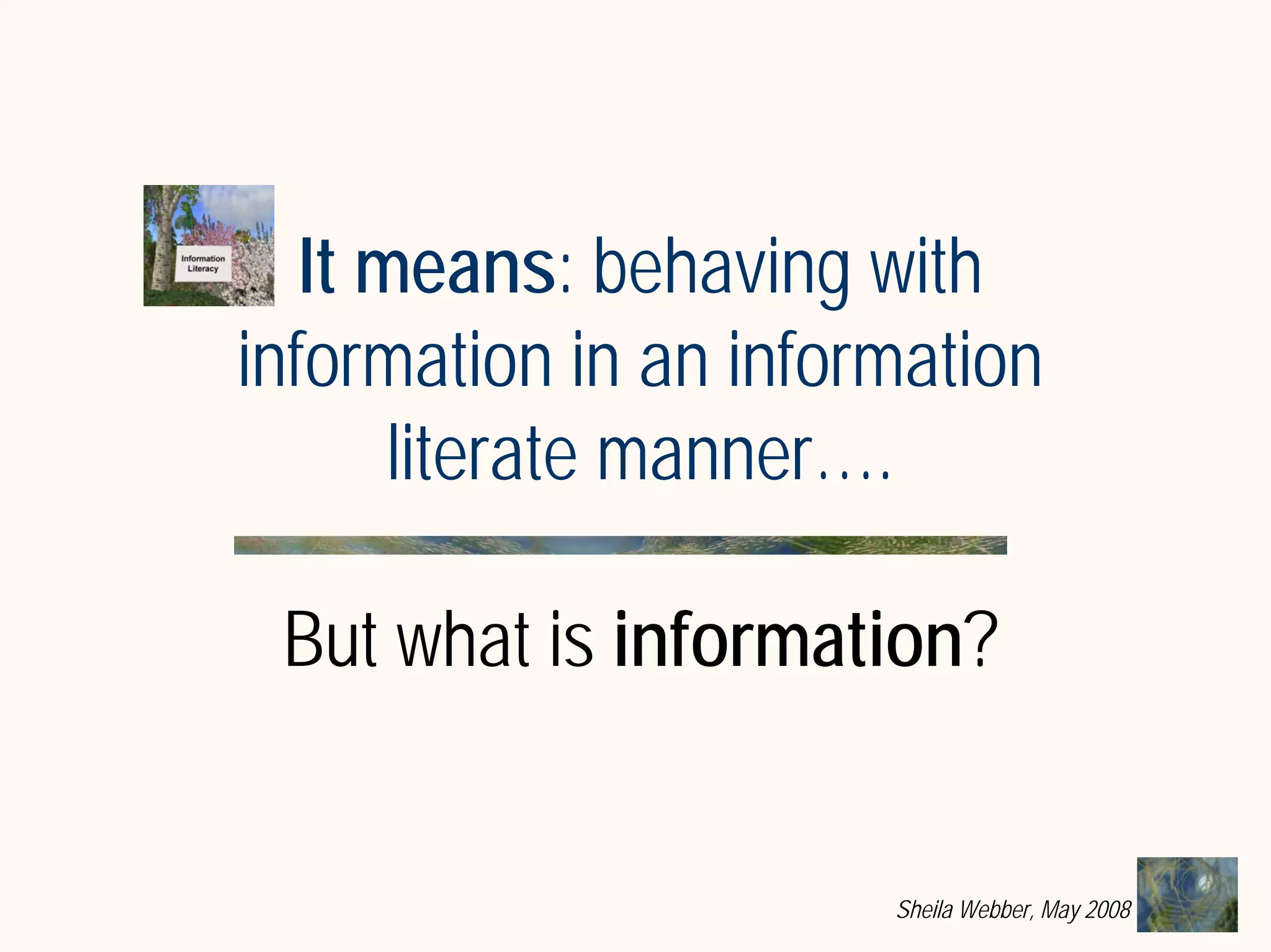 What does Information Literacy mean? Some examples from different disciplines