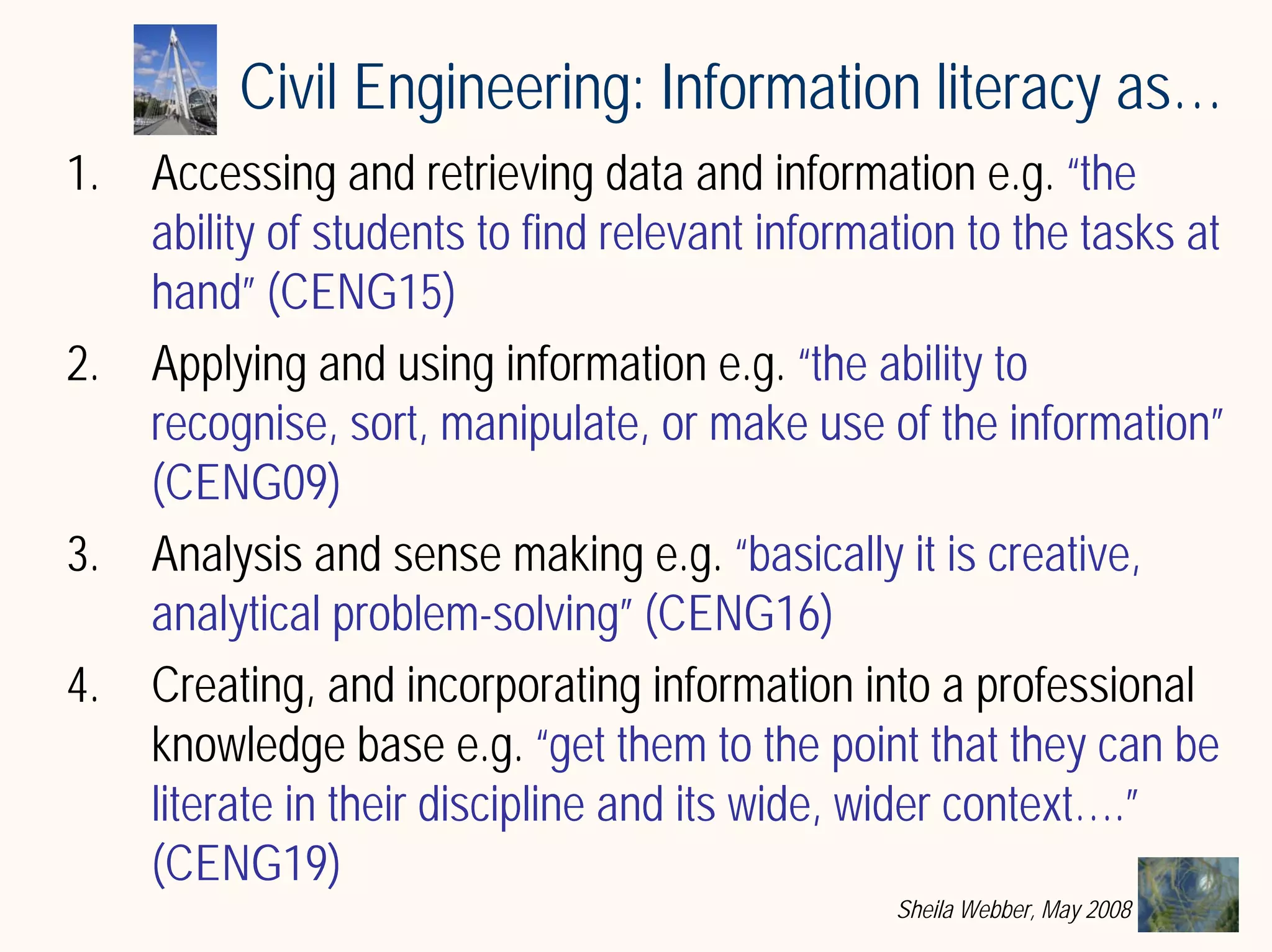 What does Information Literacy mean? Some examples from different disciplines