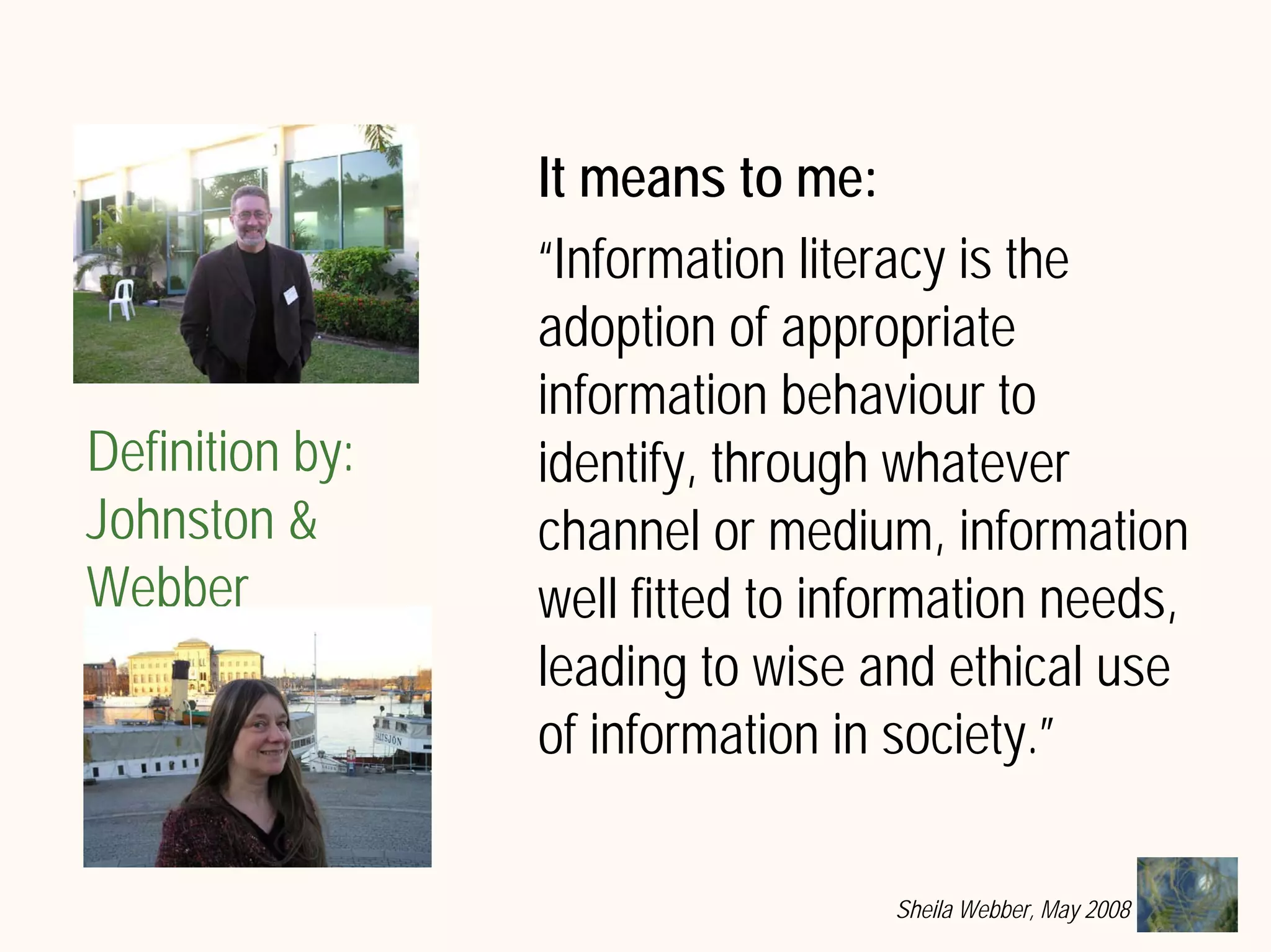 What does Information Literacy mean? Some examples from different disciplines