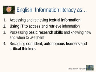 What does Information Literacy mean? Some examples from different disciplines